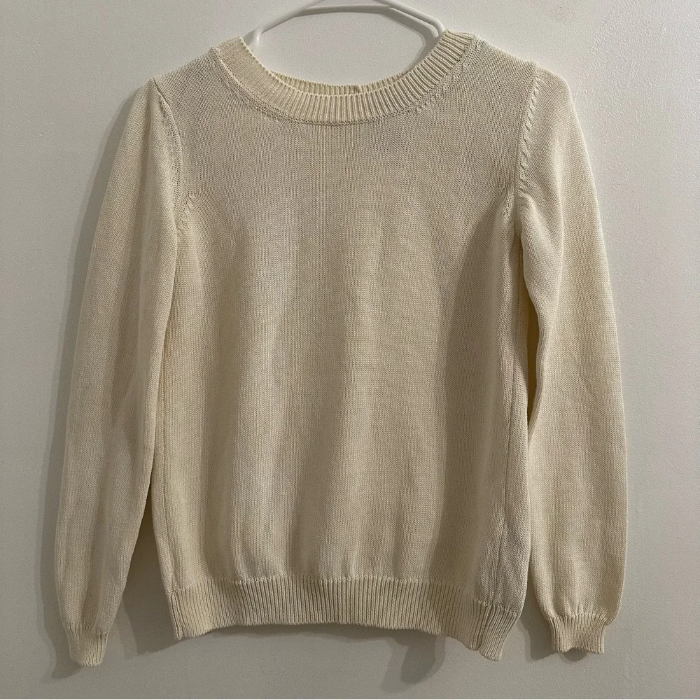 Massimo Dutti Italian‎ Made Cotton Ivory Oversized Sweater Women’s Size XS